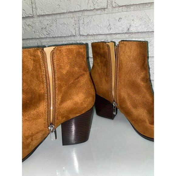 Nine West Tan Faux Suede Side Zip Ankle Boots Size 8 1/2 M - Picture 4 of 9